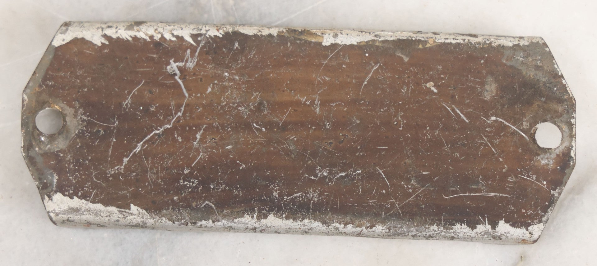 Lot 015 - Antique Reverse Painted Chipped Scalloped Glass Nameplate For Chris. Wesche, As Found, Note Some Mirror Loss