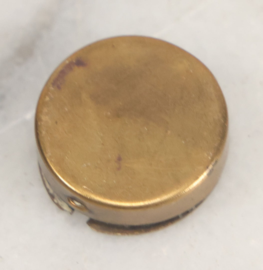 Lot 016 - Vintage Miniature White And Red Glass Rosary Beads With Crucifix In Button Sized Metal Carrying Case With Embossed Saint Therese