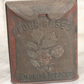 Lot 017 - Vintage Pressed Tin Four Roses Smoking Tobacco Pocket Box With Remnants Of Original Paint