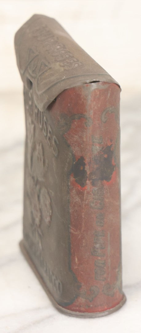 Lot 017 - Vintage Pressed Tin Four Roses Smoking Tobacco Pocket Box With Remnants Of Original Paint