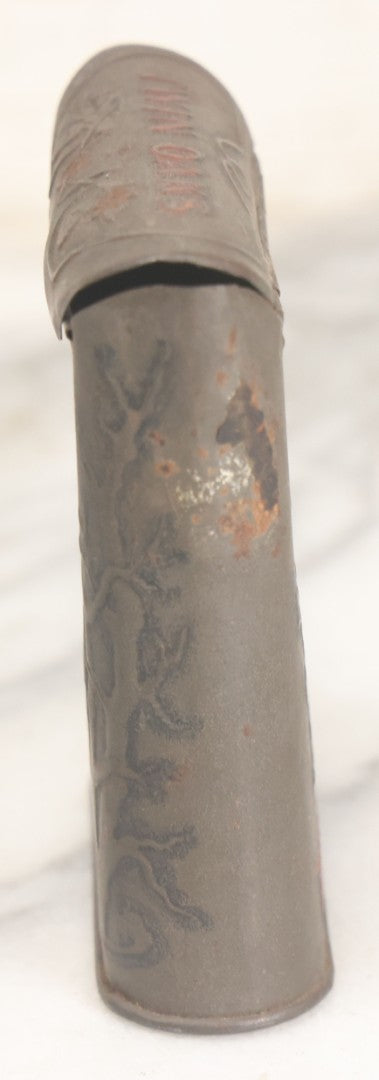 Lot 018 - Vintage Pressed Tin Twin Oaks Smoking Tobacco Mixture Pocket Box With Remnants Of Original Paint