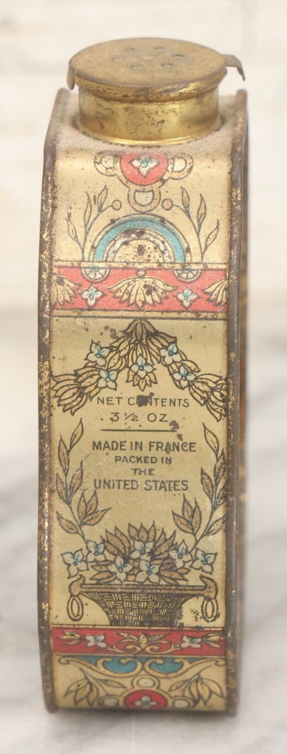 Lot 019 - Vintage Tin Lithograph "Poudre De Talc Pompeia" Talc Powder Tin By L.T. Piver, Paris, Made In France, Packed In The United States, Patented January 11, 1921