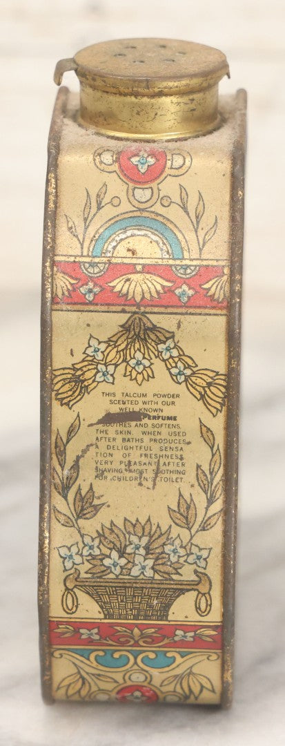 Lot 019 - Vintage Tin Lithograph "Poudre De Talc Pompeia" Talc Powder Tin By L.T. Piver, Paris, Made In France, Packed In The United States, Patented January 11, 1921