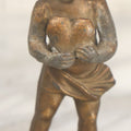 Lot 021 - Antique Pot Metal Valentines Cupid Figurine With Wings, Holding Heart, With Original Gold Paint