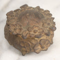 Lot 022 - Antique Small Size Pot Metal Ring Box With Flower Design, Hinged Lid, Original Fabric Interior, Bottom Marked U.S.A.