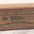 Lot 025 - Vintage .30 Caliber Luger Central-Fire Cartridges Metal Cased Bullet Ammunition Box, Empty, Manufactured By The Union Metallic Cartridge Co., Bridgeport, Connecticut