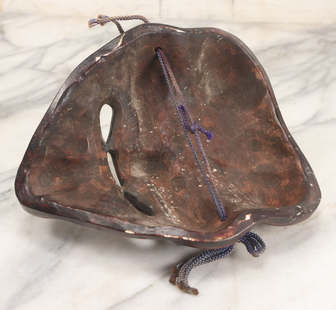 Lot 028 - Vintage Pottery Faux-Wood Japanese "Okina" Old Man Mask 