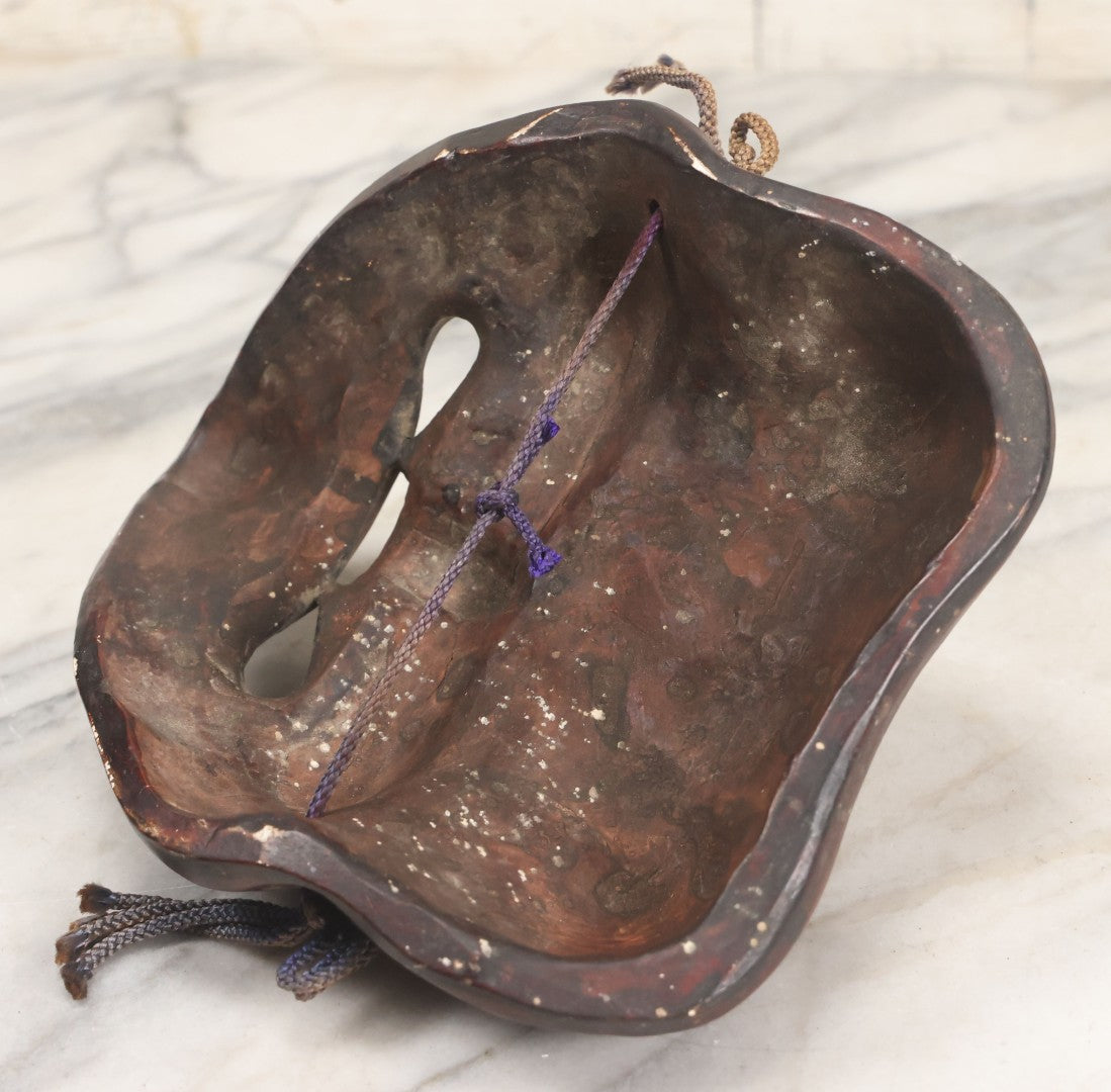 Lot 028 - Vintage Pottery Faux-Wood Japanese "Okina" Old Man Mask 