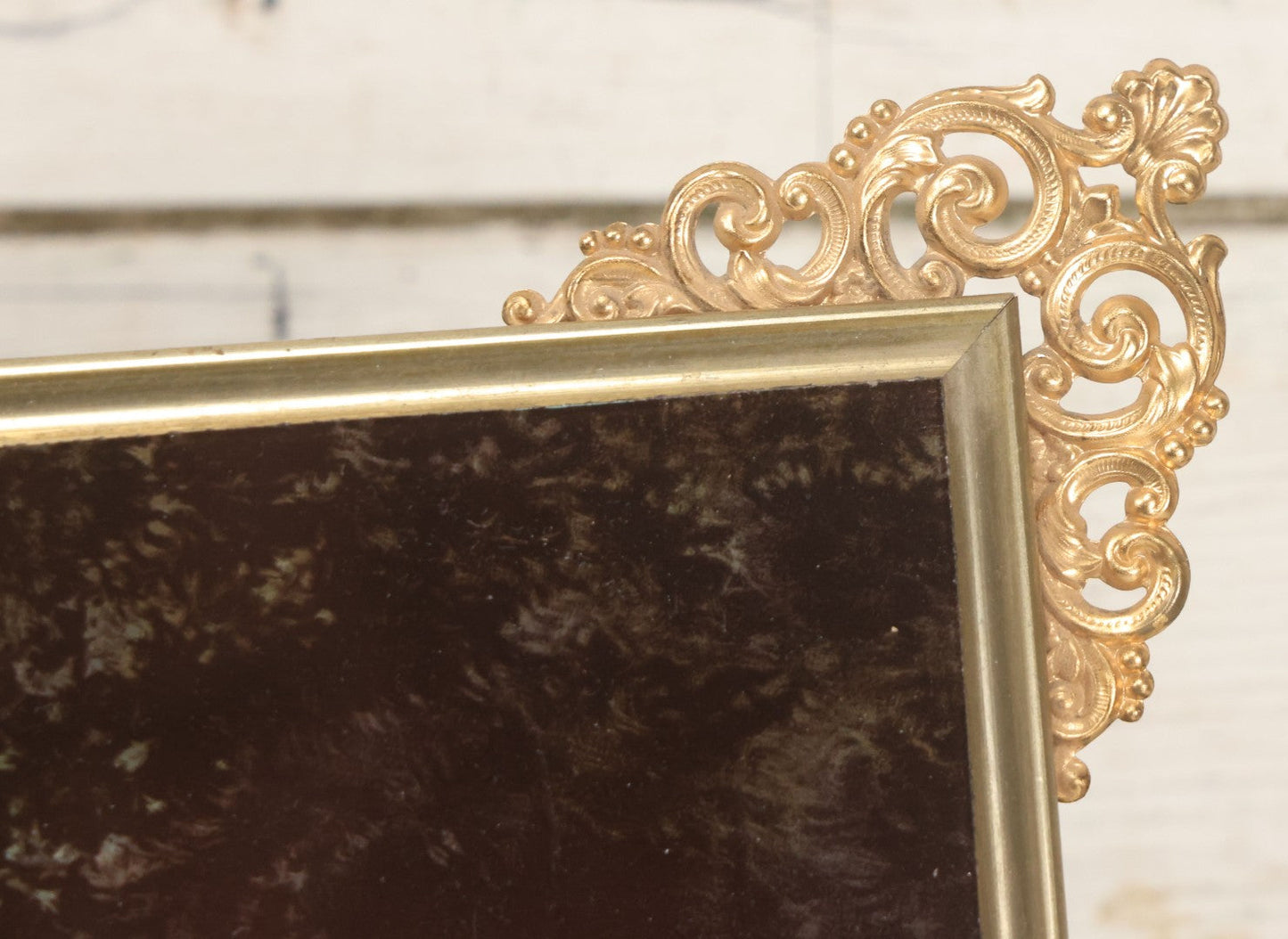 Lot 029 - Antique Glass Mounted Print Of Nude Fairy, After Paul Thumann's "Psyche" With Metal Frame Adornments And Kickstand, 8-1/2" x 10-1/2"