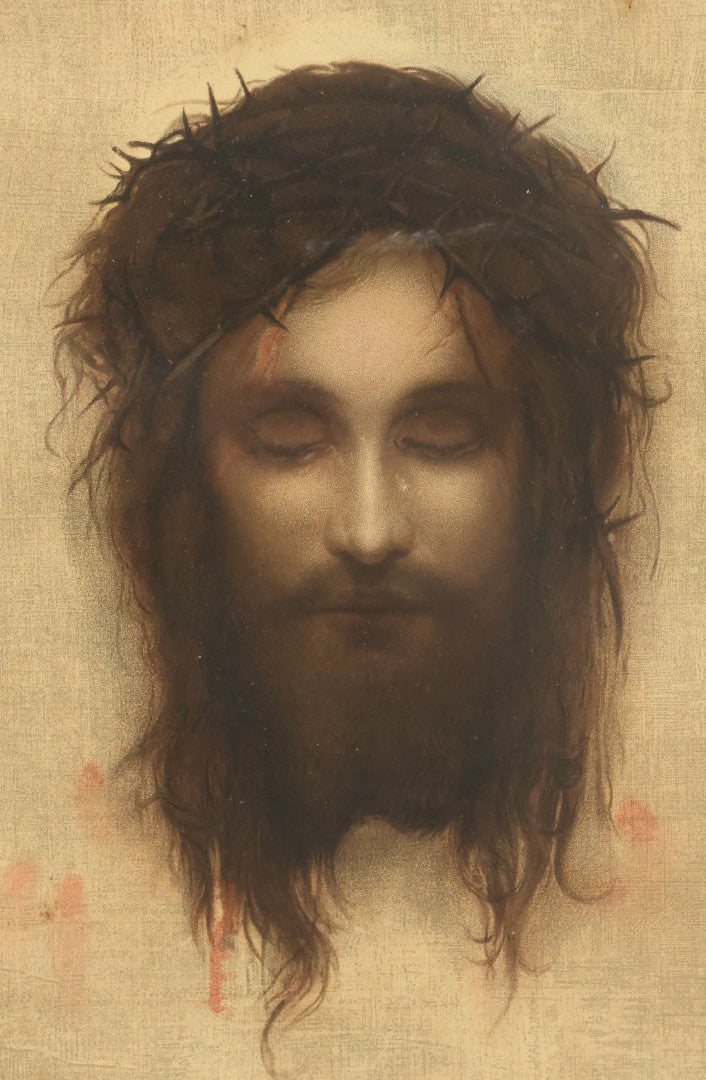 Lot 030 - Antique "Veil Of Veronica" Lithograph Print Copyright The House Of Art, New York, No. A-33, With Eye-Opening Illusion, In Original Frame, 10" x 12-5/8"