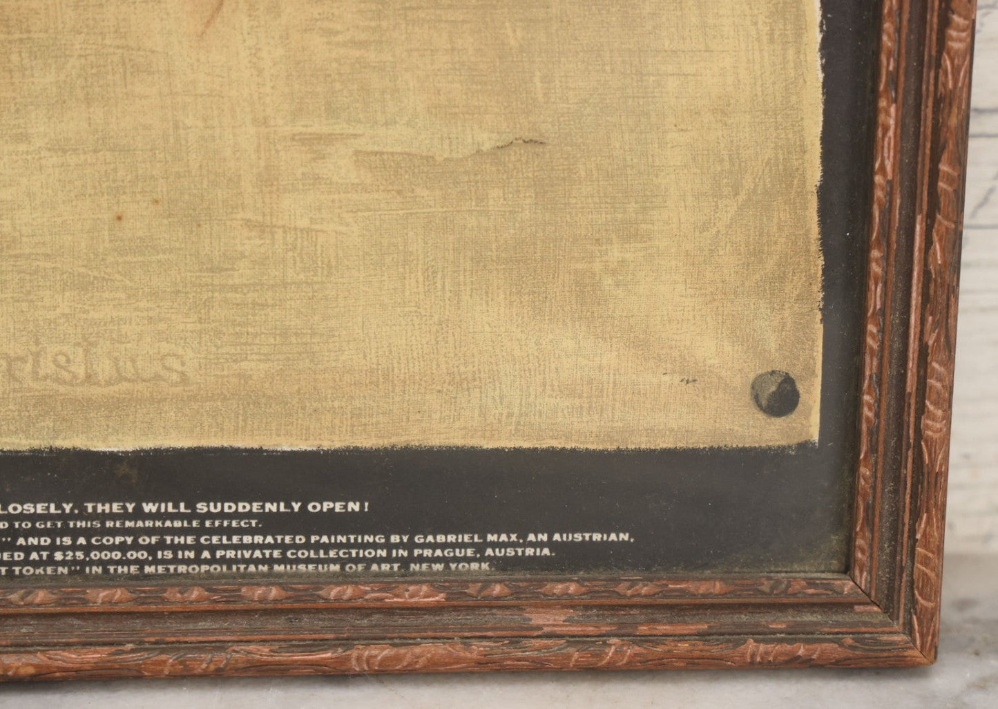 Lot 030 - Antique "Veil Of Veronica" Lithograph Print Copyright The House Of Art, New York, No. A-33, With Eye-Opening Illusion, In Original Frame, 10" x 12-5/8"