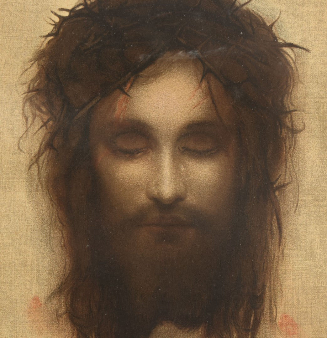 Lot 030 - Antique "Veil Of Veronica" Lithograph Print Copyright The House Of Art, New York, No. A-33, With Eye-Opening Illusion, In Original Frame, 10" x 12-5/8"