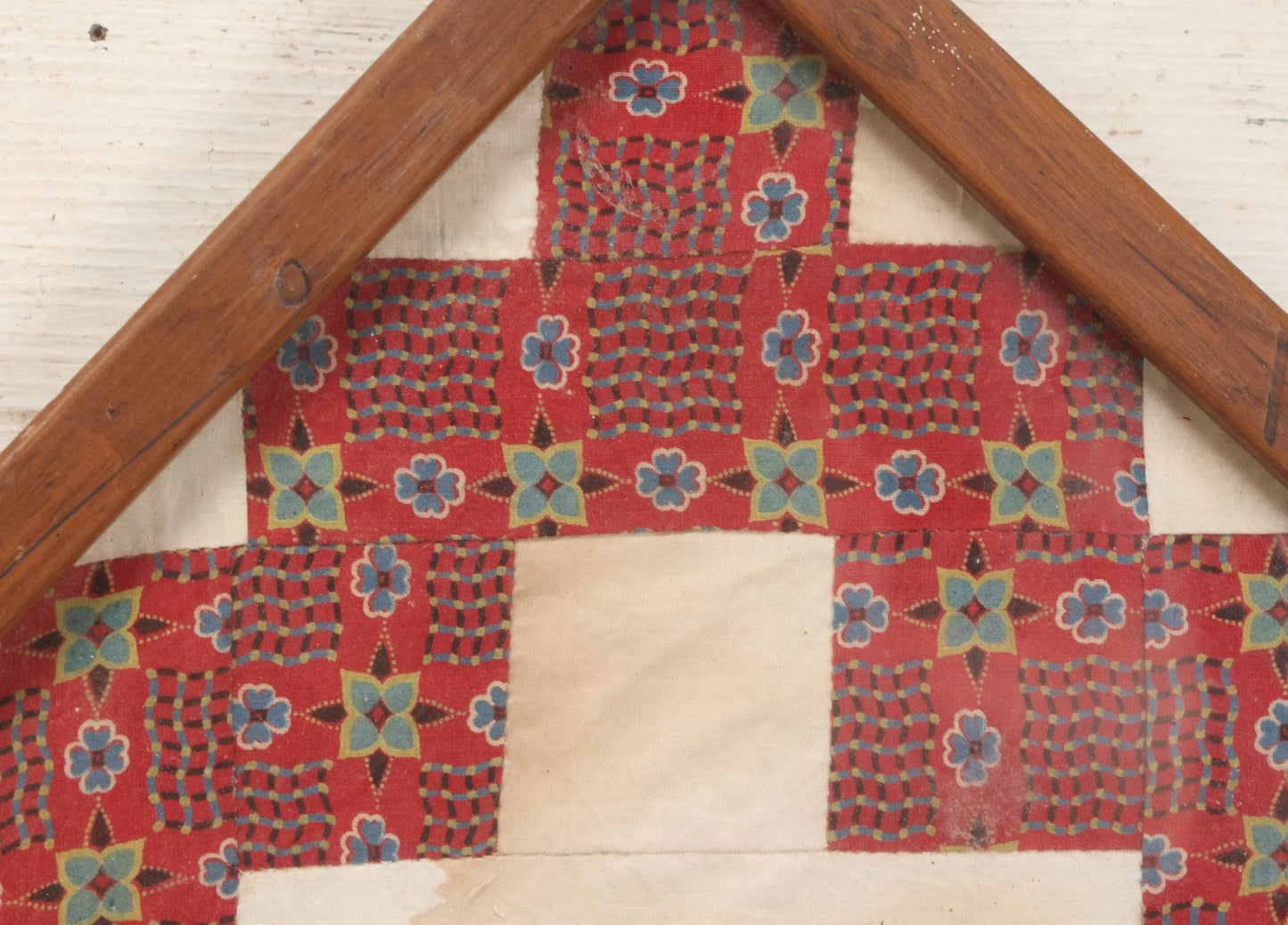 Lot 031 - Antique Memorial Textile Fragment In Remembrance Of Henrey Griswold Clapp, "Care In Heaven" In Vintage Frame, Note Water Staining, 10-3/8" x 10-7/8"