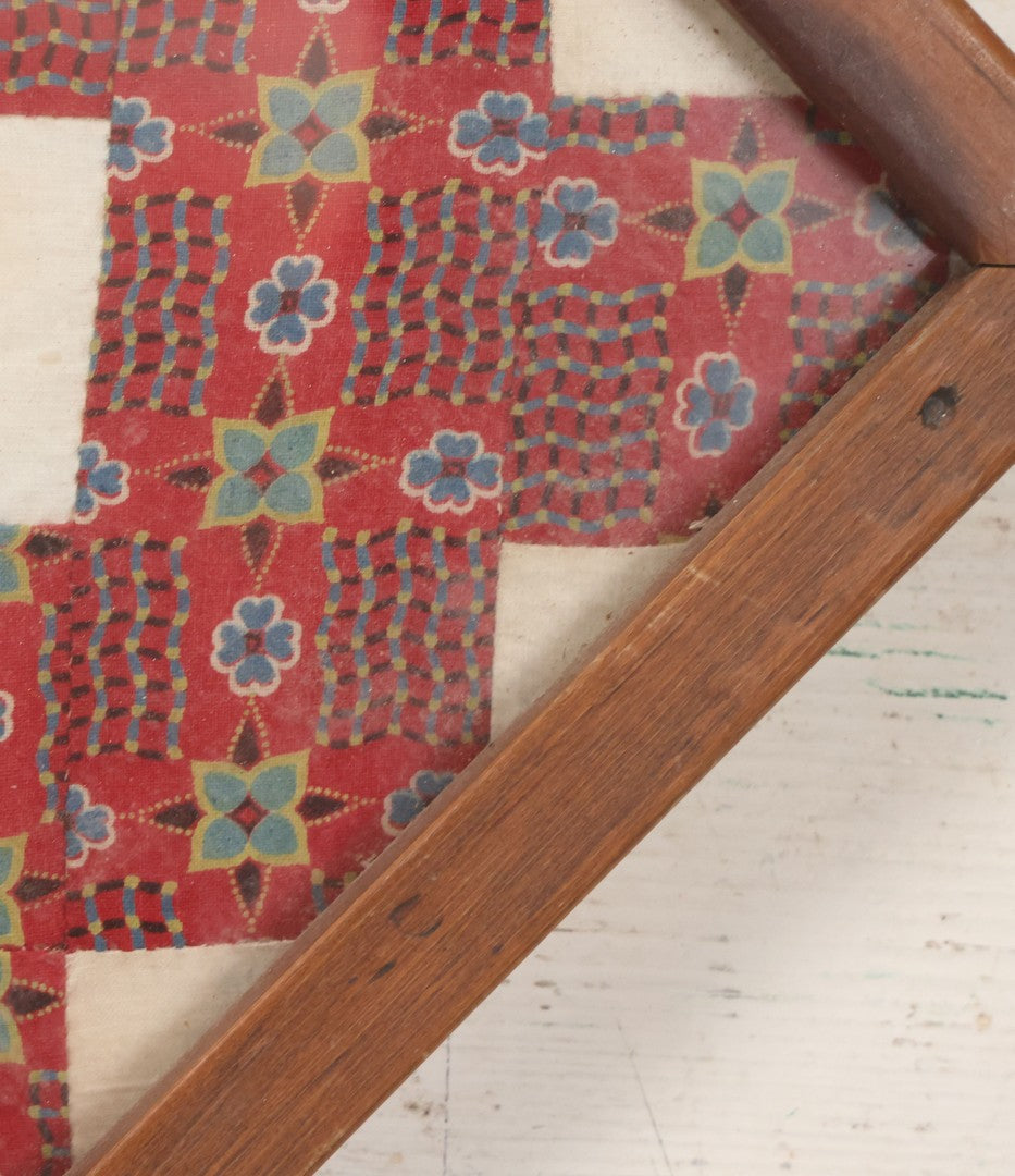 Lot 031 - Antique Memorial Textile Fragment In Remembrance Of Henrey Griswold Clapp, "Care In Heaven" In Vintage Frame, Note Water Staining, 10-3/8" x 10-7/8"