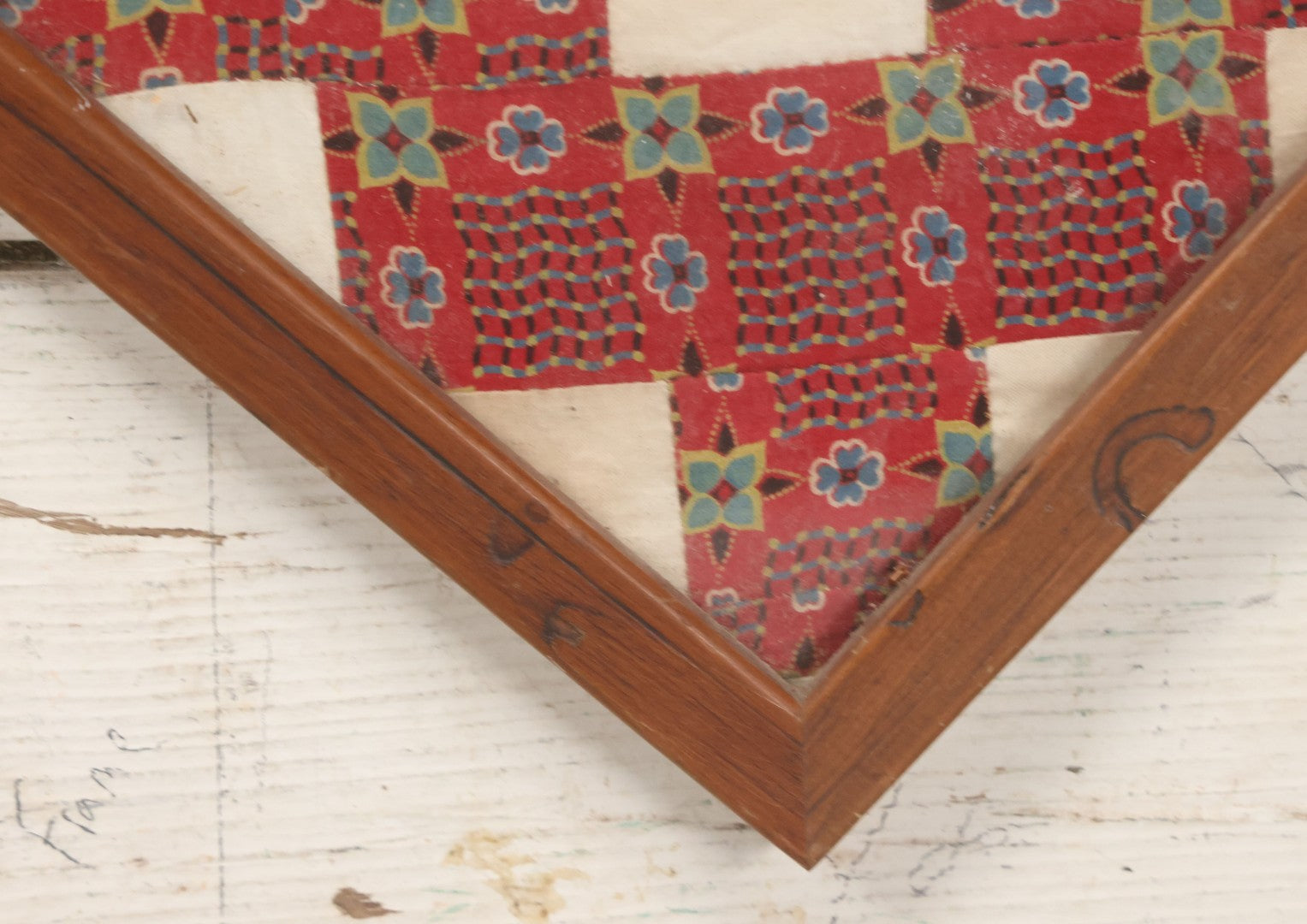 Lot 031 - Antique Memorial Textile Fragment In Remembrance Of Henrey Griswold Clapp, "Care In Heaven" In Vintage Frame, Note Water Staining, 10-3/8" x 10-7/8"