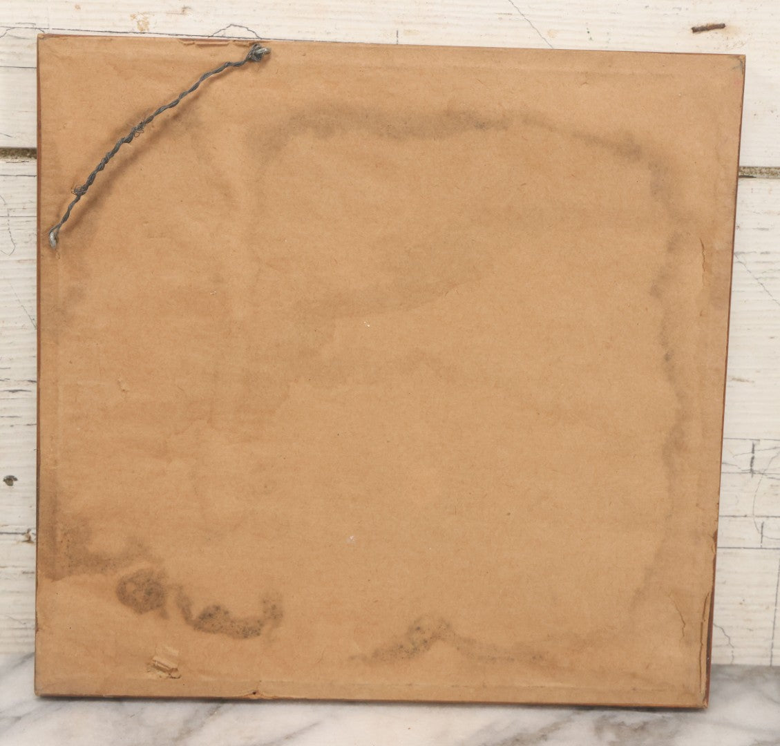 Lot 031 - Antique Memorial Textile Fragment In Remembrance Of Henrey Griswold Clapp, "Care In Heaven" In Vintage Frame, Note Water Staining, 10-3/8" x 10-7/8"