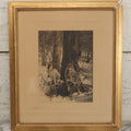 Lot 034 - Antique Hand Tinted Hunting Photograph With Hunting Dog Snowshoes And Rifle, Signed In Pencil Lower Left Homes "The Studio," Chocorua, New Hampshire, In Original Frame, 12-1/2" x 14-1/2"