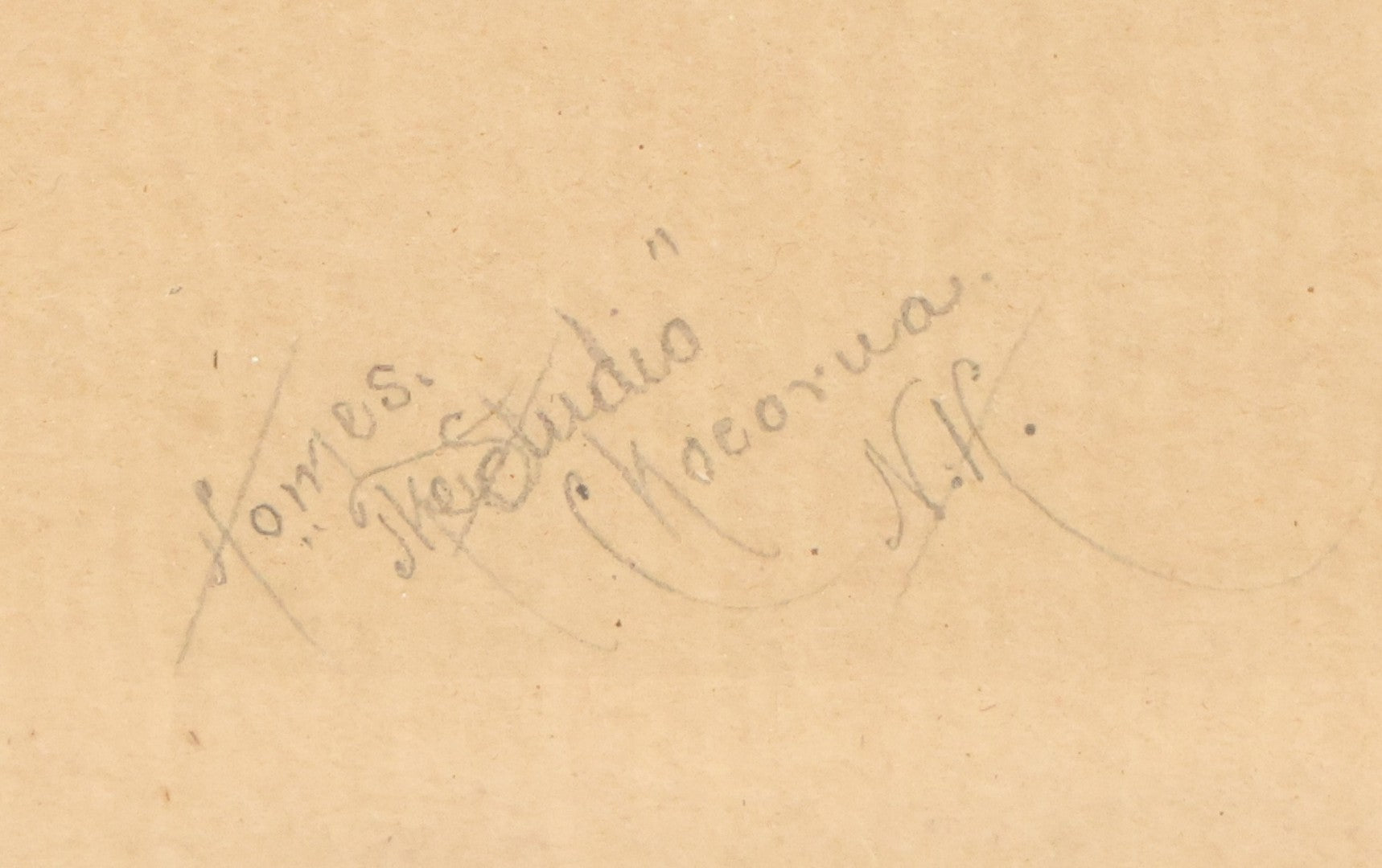 Lot 034 - Antique Hand Tinted Hunting Photograph With Hunting Dog Snowshoes And Rifle, Signed In Pencil Lower Left Homes "The Studio," Chocorua, New Hampshire, In Original Frame, 12-1/2" x 14-1/2"