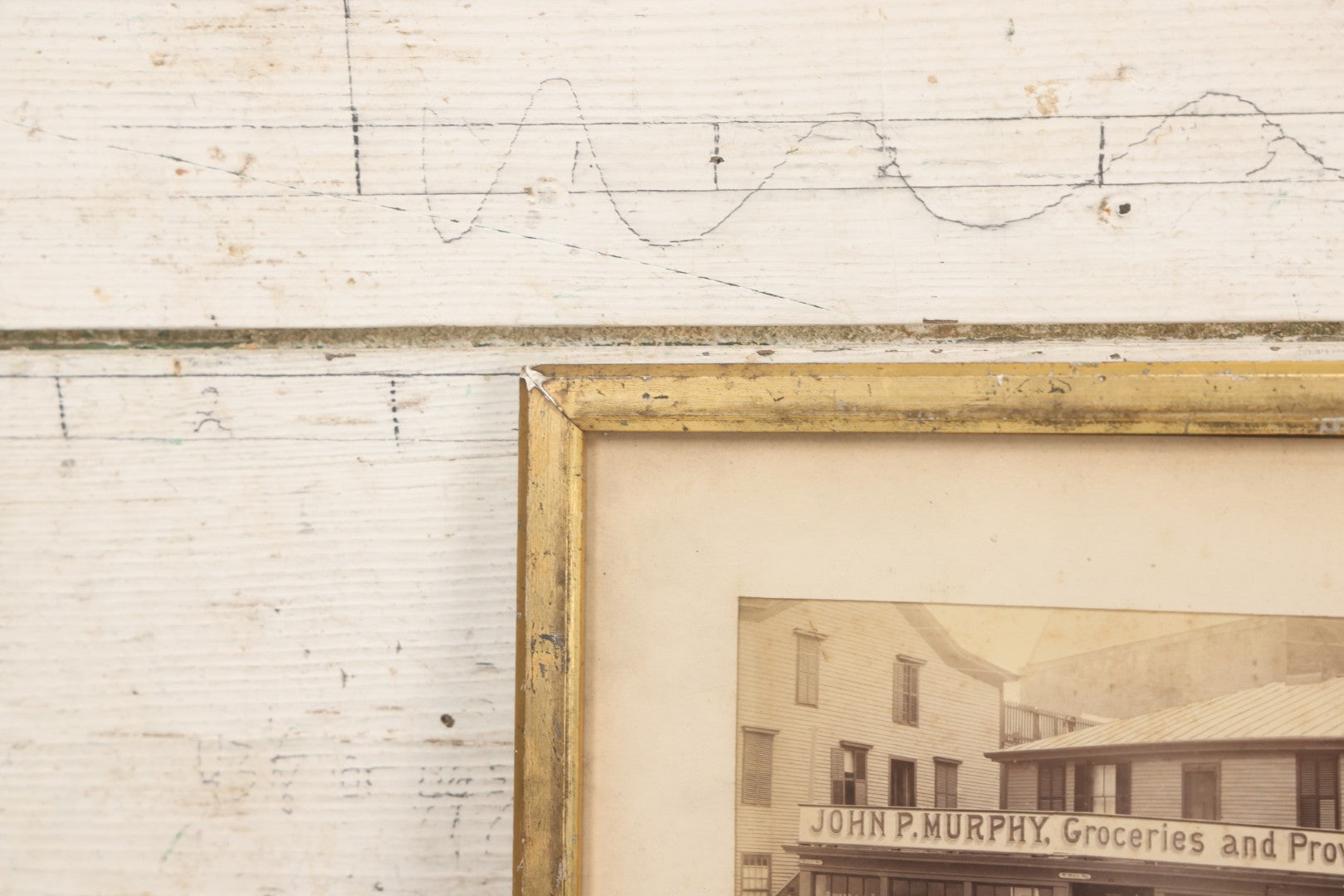 Lot 035 - Antique Occupational Photograph Depicting The Proprietors And Workers Of John P. Murphy Groceries And Provisions General Store, Located On West Main Street, Unknown City, Dog Visible In Photograph, In Period Frame, As Found, 11-1/2" x 8-1/2"