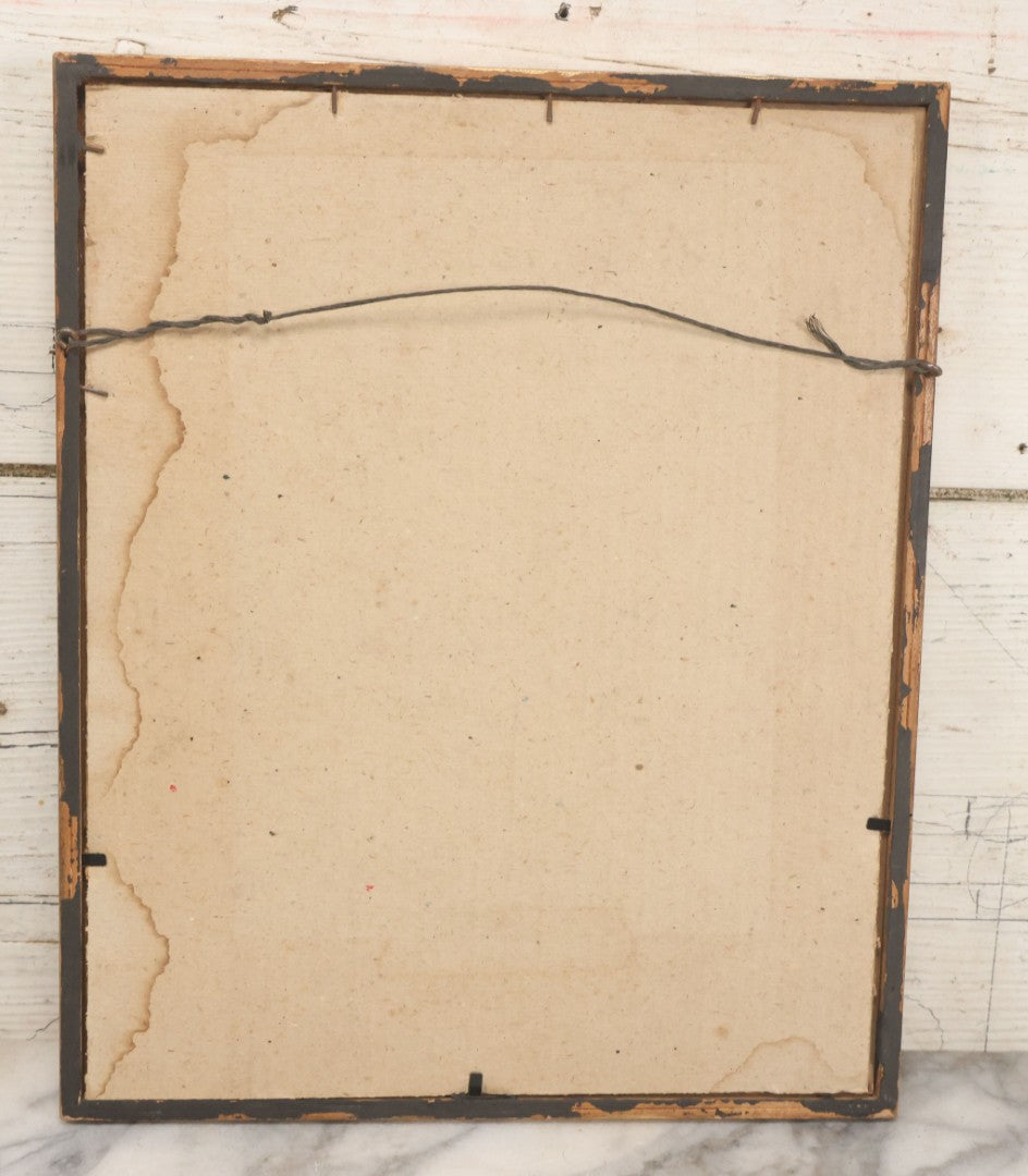 Lot 036 - Antique Hand Colored Print Of Jesus Christ Holding The Sacred Heart, Artist Signed Lower Left, Dated 1862, With Gold Mat And Gold Frame, 11-5/8" x 14-1/8"