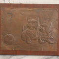 Lot 039 - Vintage Hammered Copper Cat Plaque Of Two Kittens Watching A Dragonfly, Mounted To Wood, 9" x 7-1/4"