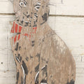 Lot 040 - Vintage Folk Art Hand Painted Black Cat With Red Bowtie Wood Lawn Ornament Cutout, With Remnants Of Original Paint, As Found
