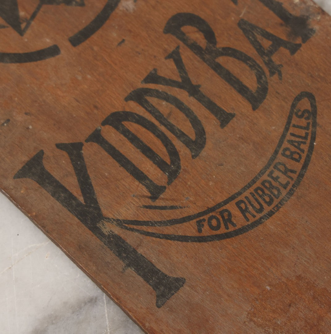 Lot 041 - Antique Wooden "Kiddy Bat" Game Paddle For Rubber Balls With Eight Pointed Star Geometric Design, Original Red Painted Handle, Note Vertical Crack At Top