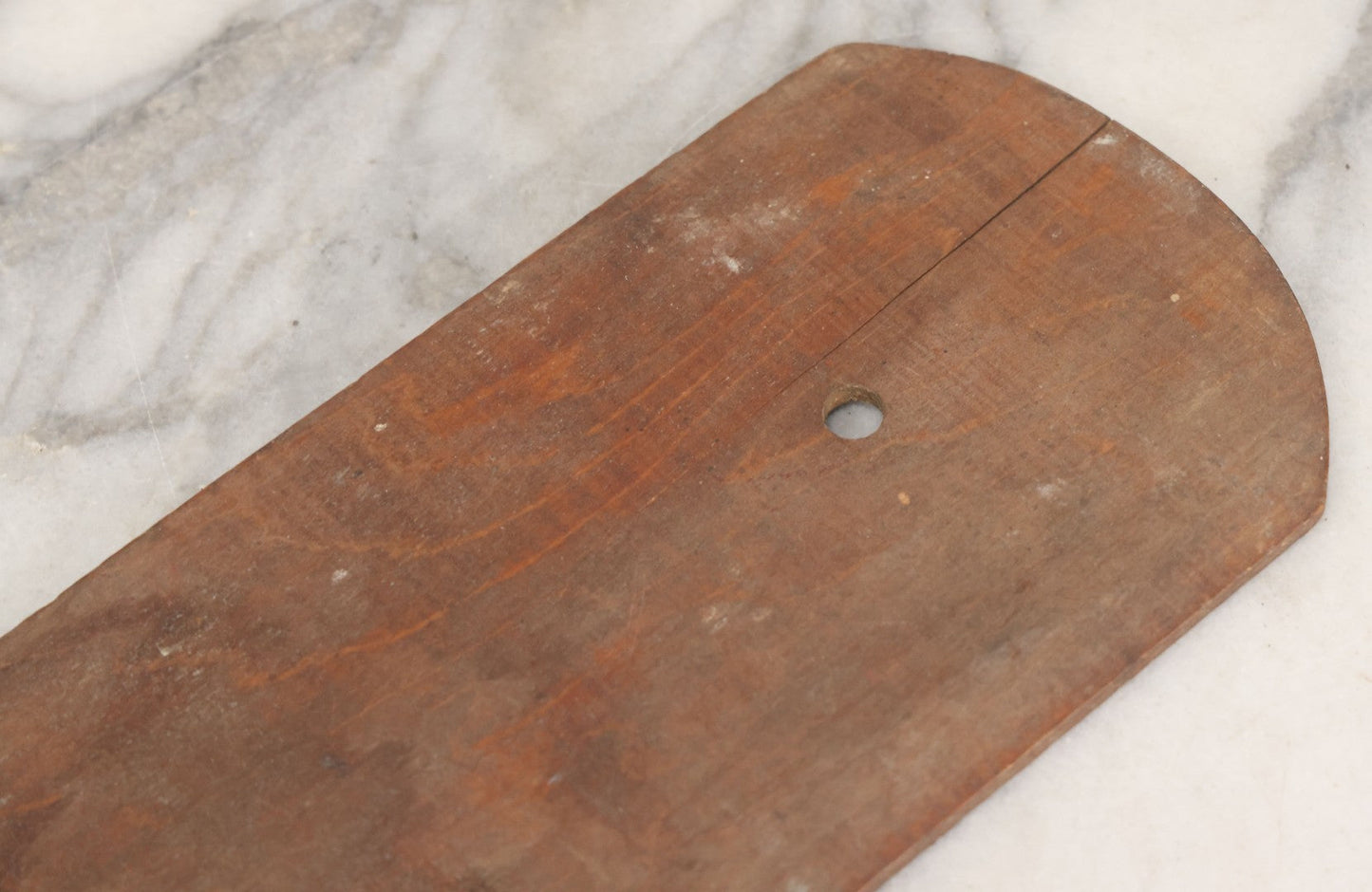 Lot 041 - Antique Wooden "Kiddy Bat" Game Paddle For Rubber Balls With Eight Pointed Star Geometric Design, Original Red Painted Handle, Note Vertical Crack At Top