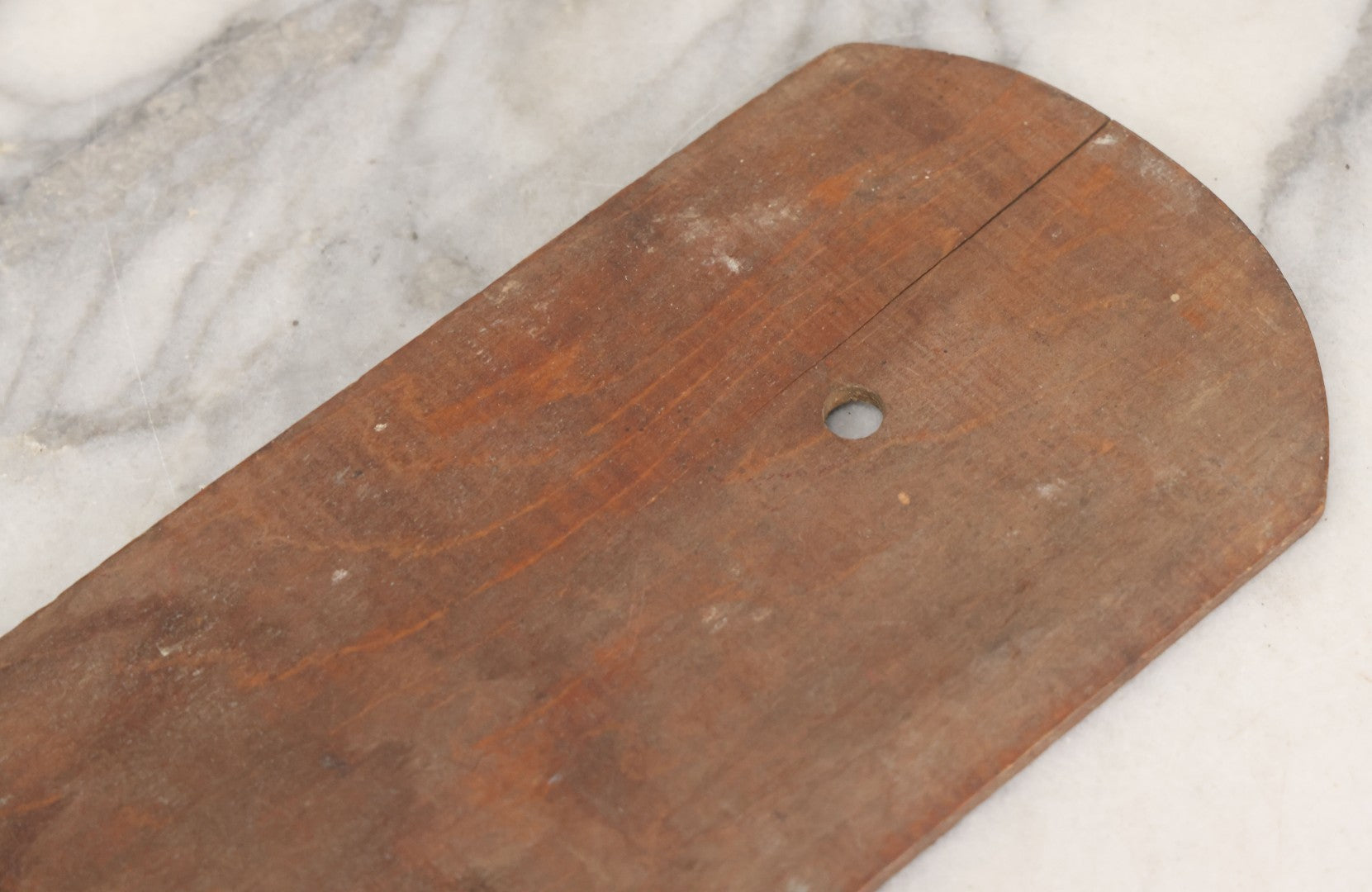 Lot 041 - Antique Wooden "Kiddy Bat" Game Paddle For Rubber Balls With Eight Pointed Star Geometric Design, Original Red Painted Handle, Note Vertical Crack At Top