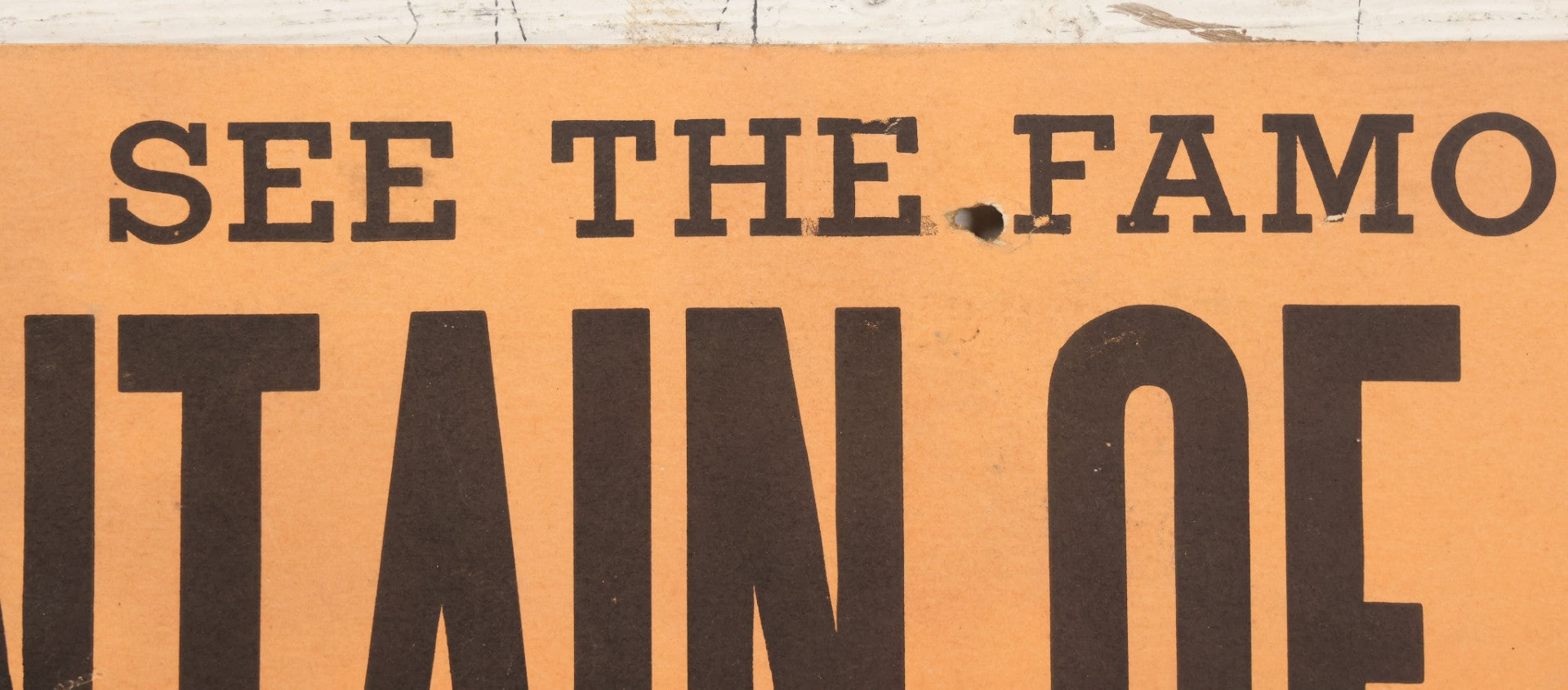 Lot 042 - Vintage Paper Board Travel Advertisement, "See The Famous Fountain Of Youth" St. Augustine, Florida, With Allied Printing Trades Council Union Bug Label, Note Six Perforated Mounting Holes, 22" x 7"