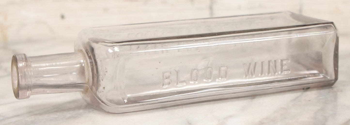 Lot 043 - Antique Blood Wine Patent Medicine Apothecary Glass Bottle By The Louis Daudelin Co., 8-1/2" Height