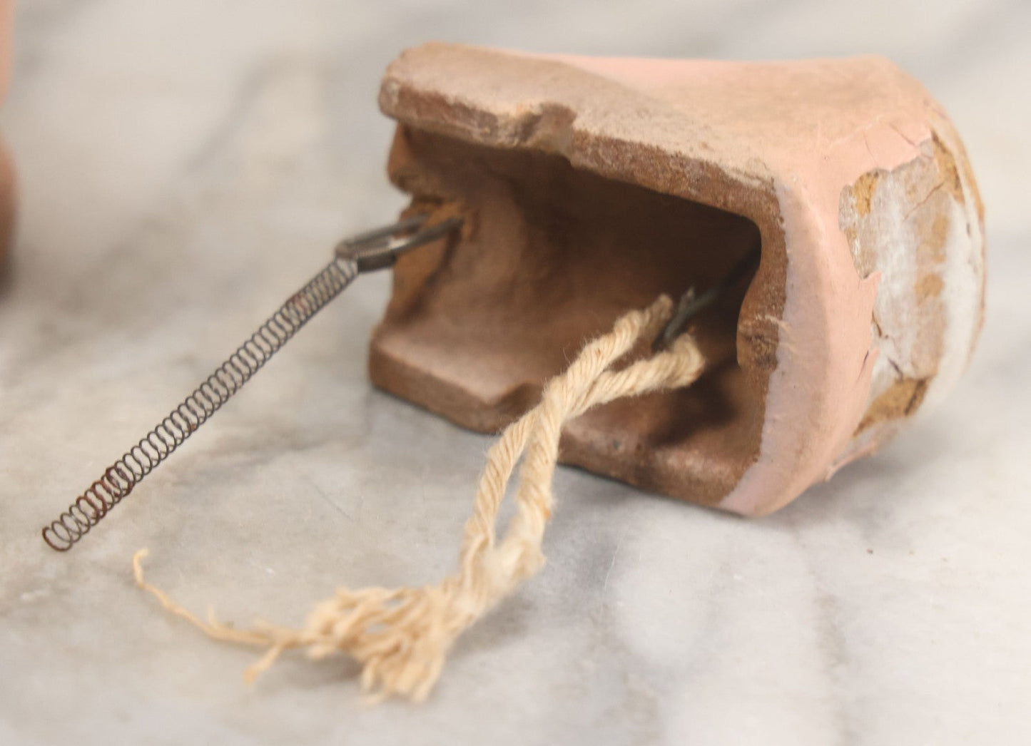 Lot 045 - Vintage Charlie Mccarthy Composition Ventriloquist Dummy Doll Head, Back Stamped K & S, With Severely Chipped Paint, Note Mouth Is Loose