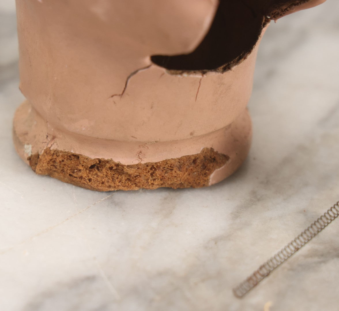 Lot 045 - Vintage Charlie Mccarthy Composition Ventriloquist Dummy Doll Head, Back Stamped K & S, With Severely Chipped Paint, Note Mouth Is Loose