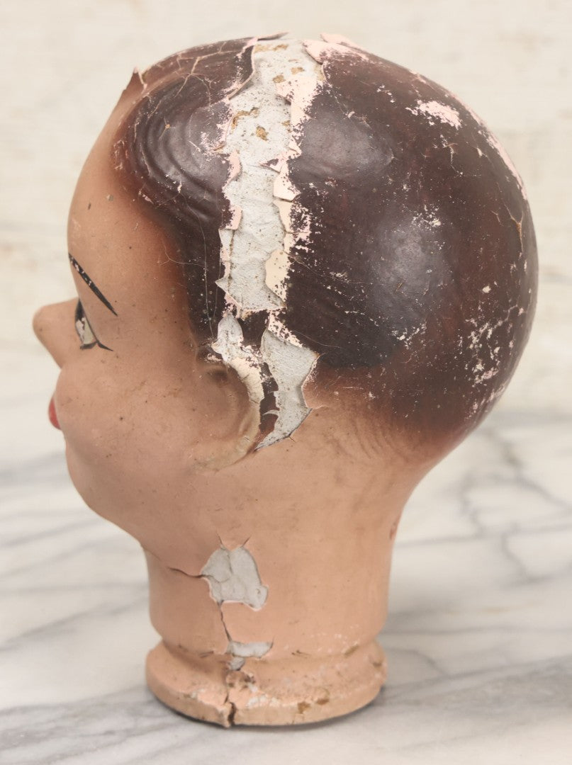 Lot 045 - Vintage Charlie Mccarthy Composition Ventriloquist Dummy Doll Head, Back Stamped K & S, With Severely Chipped Paint, Note Mouth Is Loose