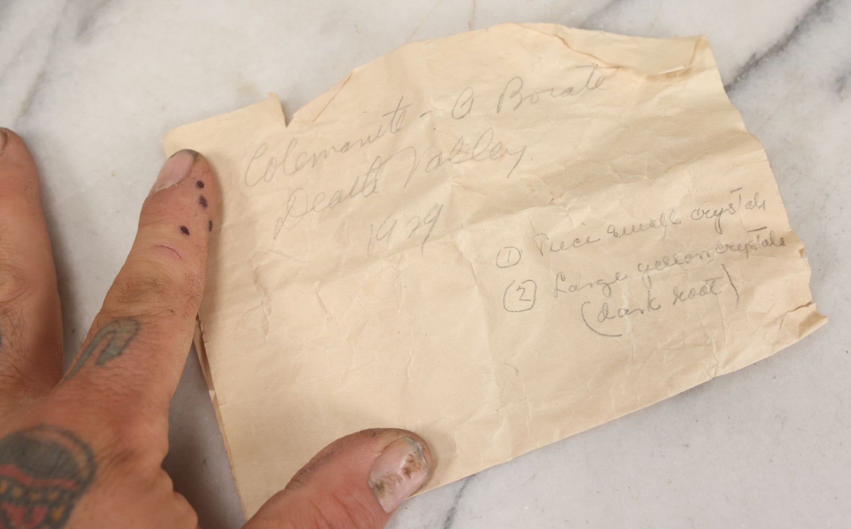 Lot 053 - Grouping Of Four Naturally Formed Crystal Specimens Discovered In Death Valley, California, Circa 1929, With Handwritten Notation
