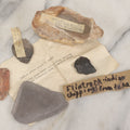 Lot 054 - Five Piece Grouping Of Indigenous Native American Indian Arrowheads And Tools With Handwritten And Typewritten Notations