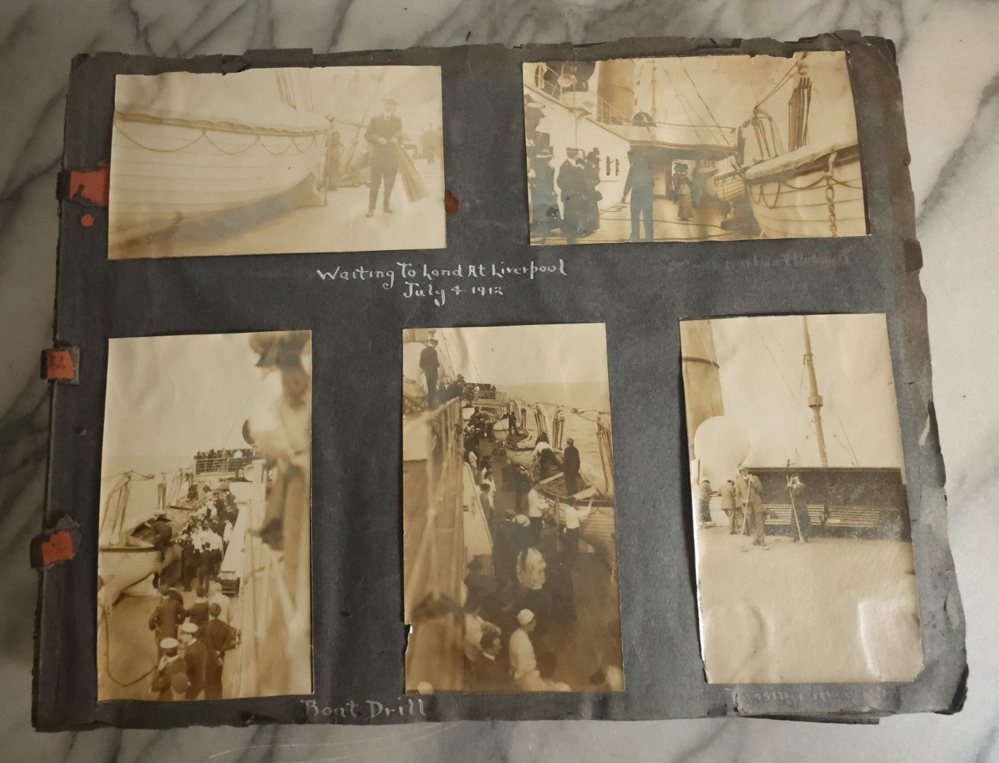 Lot 055 - Antique Snapshot Photo Album, Titled "Seeing Europe By Automobile, 1912" Well-Documented Album Containing 175+ Photographs Including Transatlantic Ocean Trip And Tour Of Europe With Dozens Of Handwritten Captions, Note Cover Detached