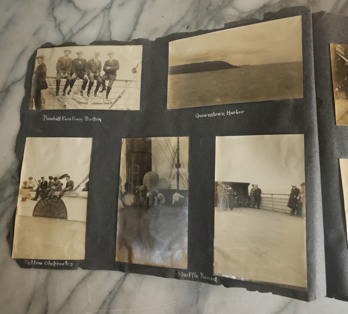 Lot 055 - Antique Snapshot Photo Album, Titled "Seeing Europe By Automobile, 1912" Well-Documented Album Containing 175+ Photographs Including Transatlantic Ocean Trip And Tour Of Europe With Dozens Of Handwritten Captions, Note Cover Detached