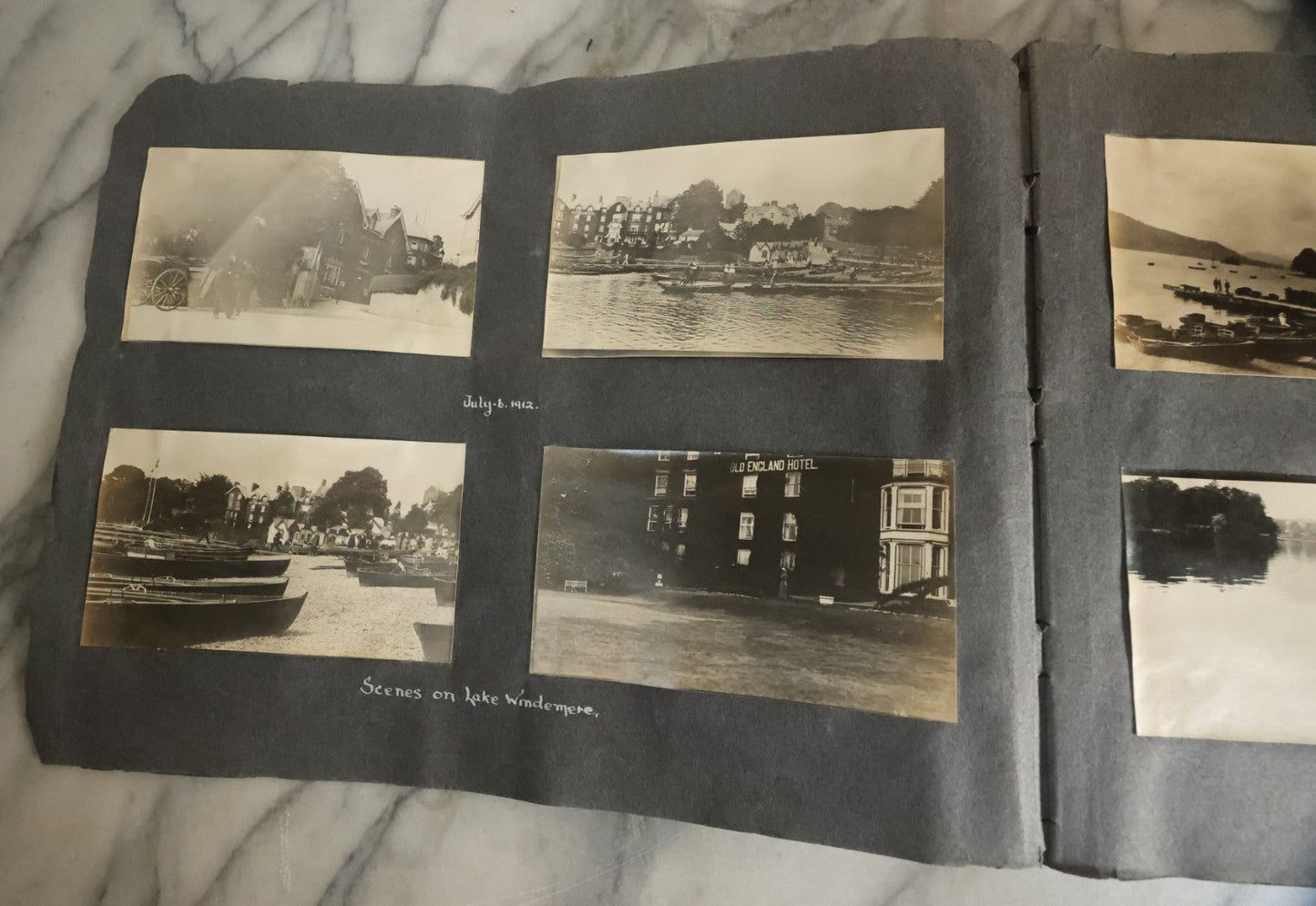 Lot 055 - Antique Snapshot Photo Album, Titled "Seeing Europe By Automobile, 1912" Well-Documented Album Containing 175+ Photographs Including Transatlantic Ocean Trip And Tour Of Europe With Dozens Of Handwritten Captions, Note Cover Detached