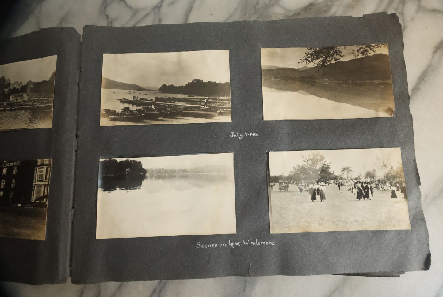 Lot 055 - Antique Snapshot Photo Album, Titled "Seeing Europe By Automobile, 1912" Well-Documented Album Containing 175+ Photographs Including Transatlantic Ocean Trip And Tour Of Europe With Dozens Of Handwritten Captions, Note Cover Detached