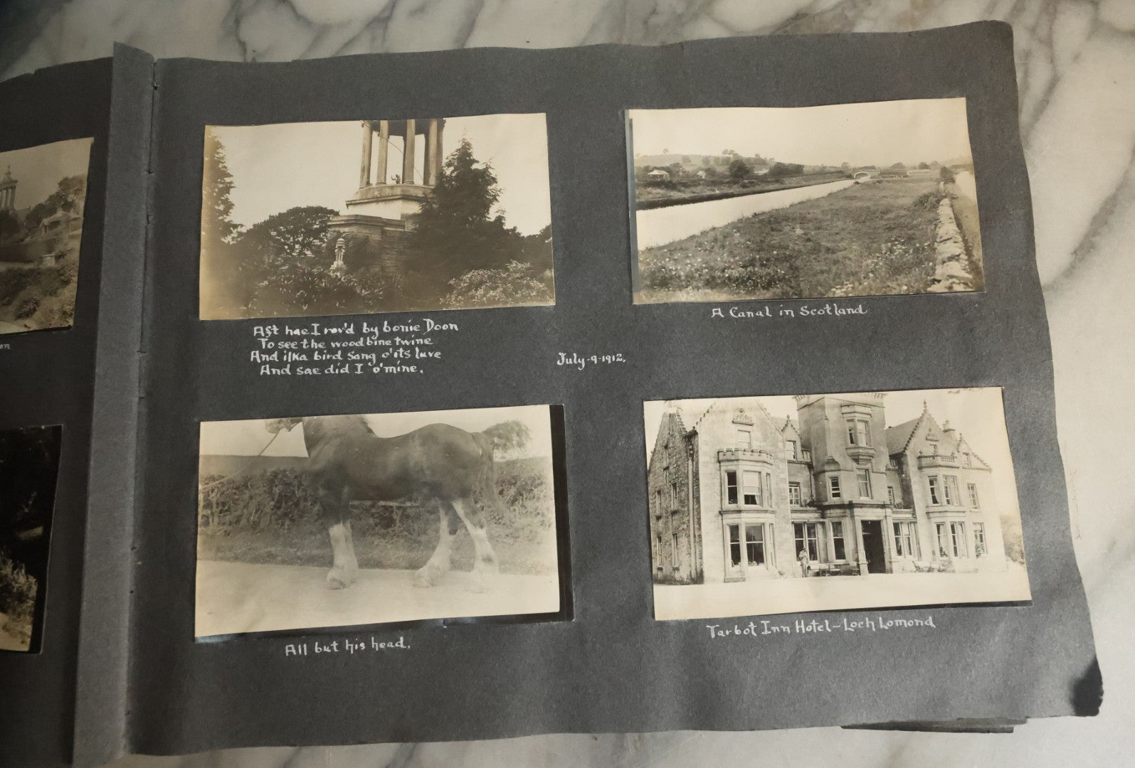 Lot 055 - Antique Snapshot Photo Album, Titled "Seeing Europe By Automobile, 1912" Well-Documented Album Containing 175+ Photographs Including Transatlantic Ocean Trip And Tour Of Europe With Dozens Of Handwritten Captions, Note Cover Detached