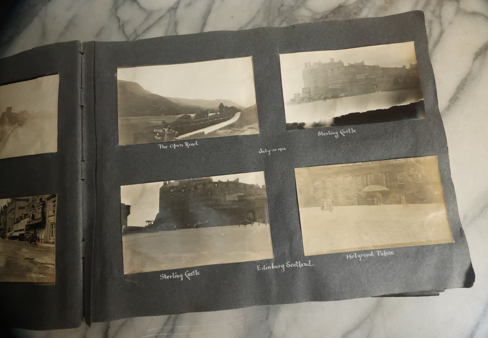 Lot 055 - Antique Snapshot Photo Album, Titled "Seeing Europe By Automobile, 1912" Well-Documented Album Containing 175+ Photographs Including Transatlantic Ocean Trip And Tour Of Europe With Dozens Of Handwritten Captions, Note Cover Detached
