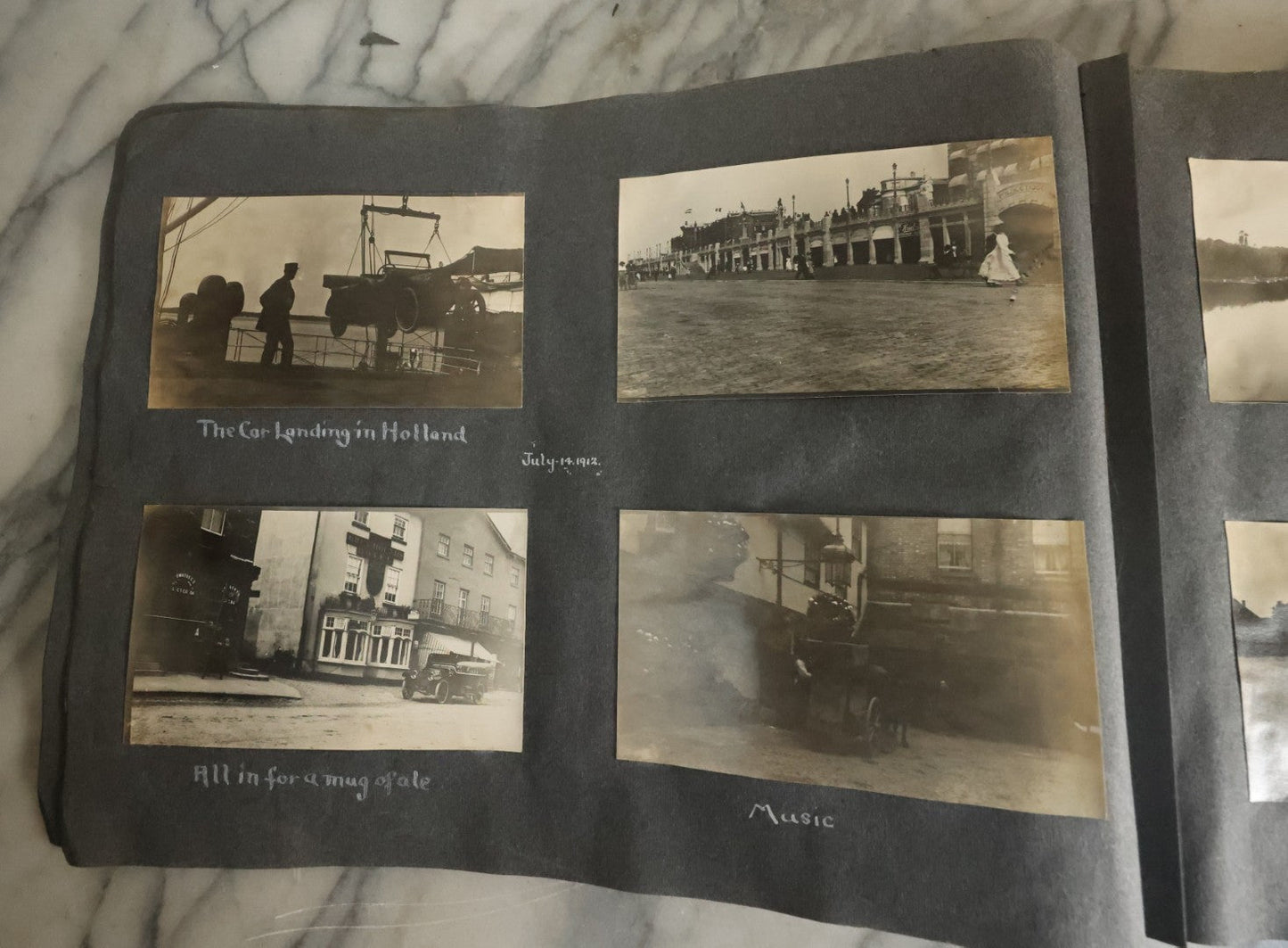 Lot 055 - Antique Snapshot Photo Album, Titled "Seeing Europe By Automobile, 1912" Well-Documented Album Containing 175+ Photographs Including Transatlantic Ocean Trip And Tour Of Europe With Dozens Of Handwritten Captions, Note Cover Detached