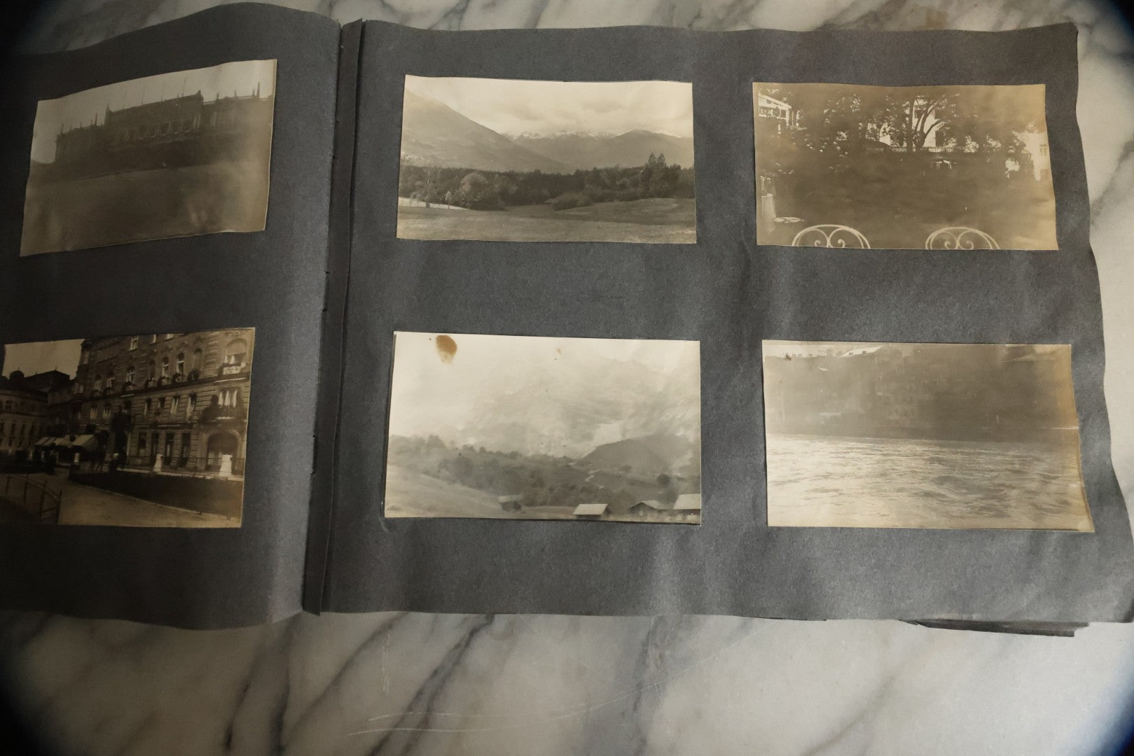 Lot 055 - Antique Snapshot Photo Album, Titled "Seeing Europe By Automobile, 1912" Well-Documented Album Containing 175+ Photographs Including Transatlantic Ocean Trip And Tour Of Europe With Dozens Of Handwritten Captions, Note Cover Detached