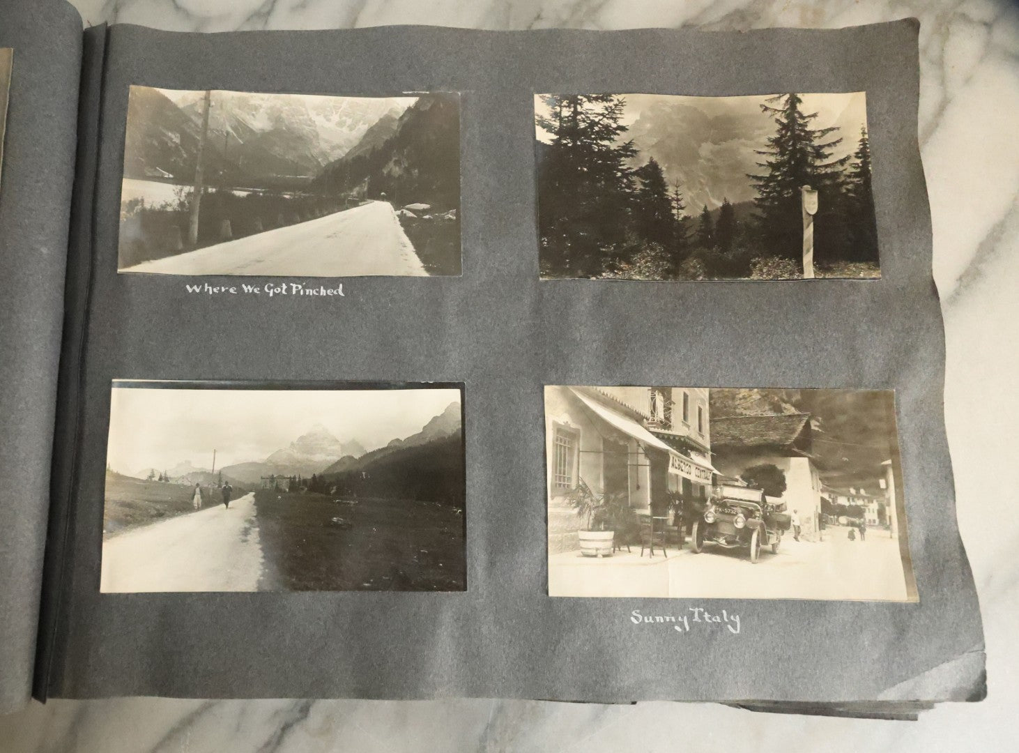 Lot 055 - Antique Snapshot Photo Album, Titled "Seeing Europe By Automobile, 1912" Well-Documented Album Containing 175+ Photographs Including Transatlantic Ocean Trip And Tour Of Europe With Dozens Of Handwritten Captions, Note Cover Detached