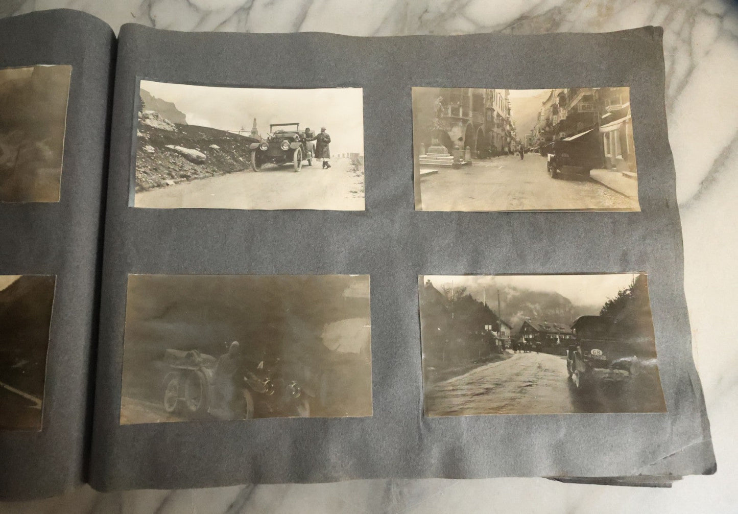 Lot 055 - Antique Snapshot Photo Album, Titled "Seeing Europe By Automobile, 1912" Well-Documented Album Containing 175+ Photographs Including Transatlantic Ocean Trip And Tour Of Europe With Dozens Of Handwritten Captions, Note Cover Detached