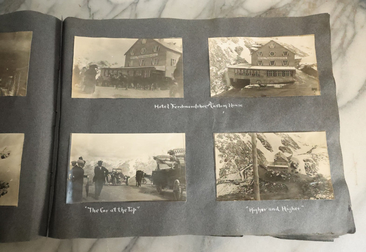 Lot 055 - Antique Snapshot Photo Album, Titled "Seeing Europe By Automobile, 1912" Well-Documented Album Containing 175+ Photographs Including Transatlantic Ocean Trip And Tour Of Europe With Dozens Of Handwritten Captions, Note Cover Detached