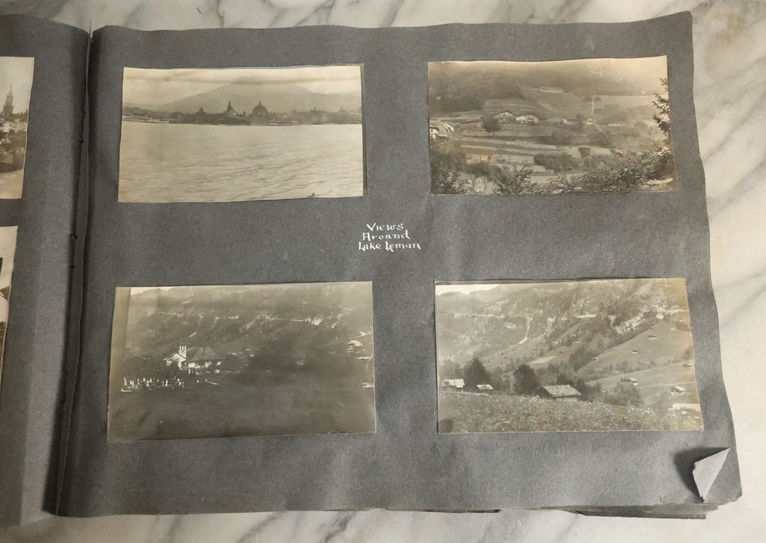 Lot 055 - Antique Snapshot Photo Album, Titled "Seeing Europe By Automobile, 1912" Well-Documented Album Containing 175+ Photographs Including Transatlantic Ocean Trip And Tour Of Europe With Dozens Of Handwritten Captions, Note Cover Detached