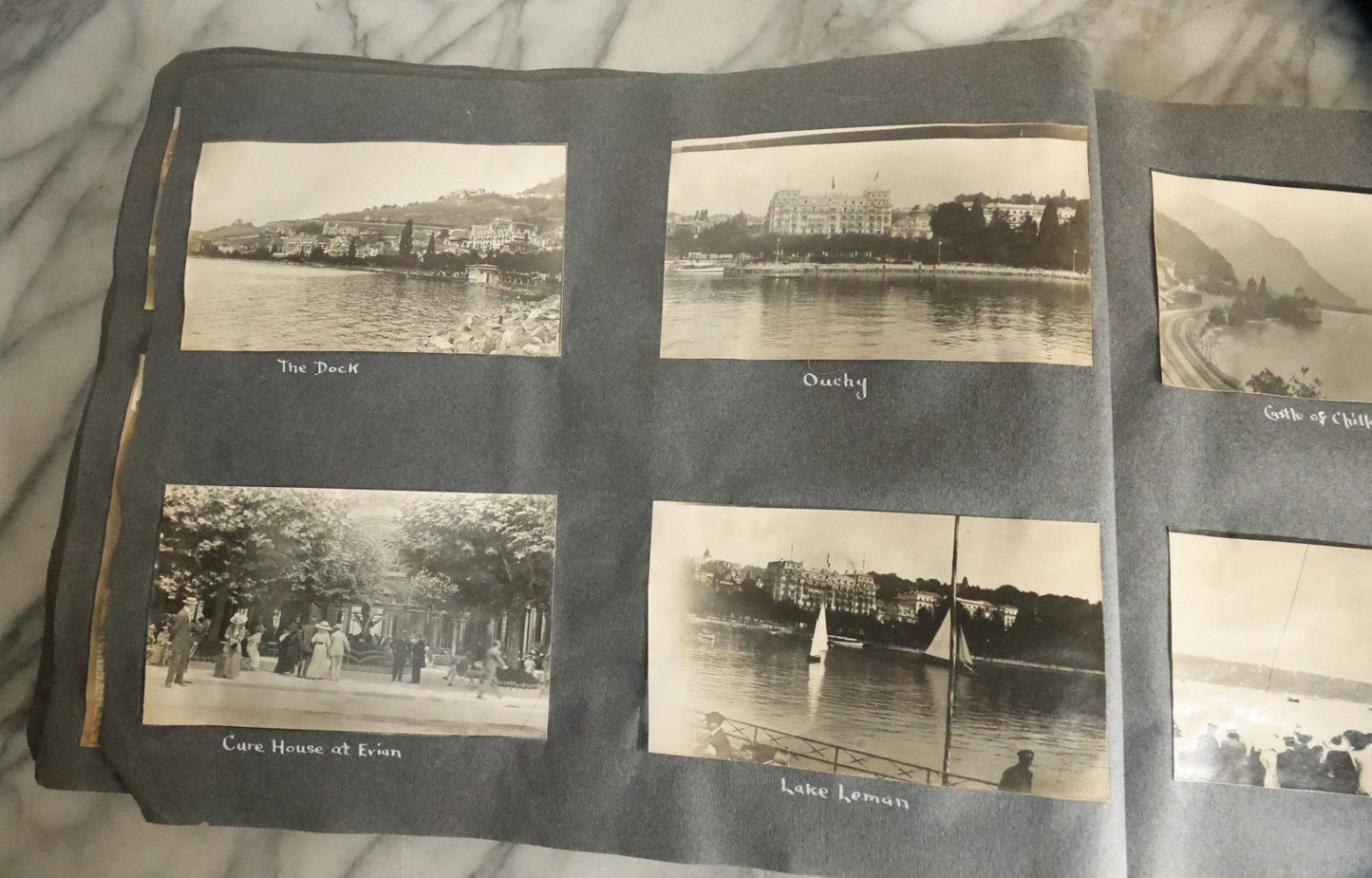 Lot 055 - Antique Snapshot Photo Album, Titled "Seeing Europe By Automobile, 1912" Well-Documented Album Containing 175+ Photographs Including Transatlantic Ocean Trip And Tour Of Europe With Dozens Of Handwritten Captions, Note Cover Detached