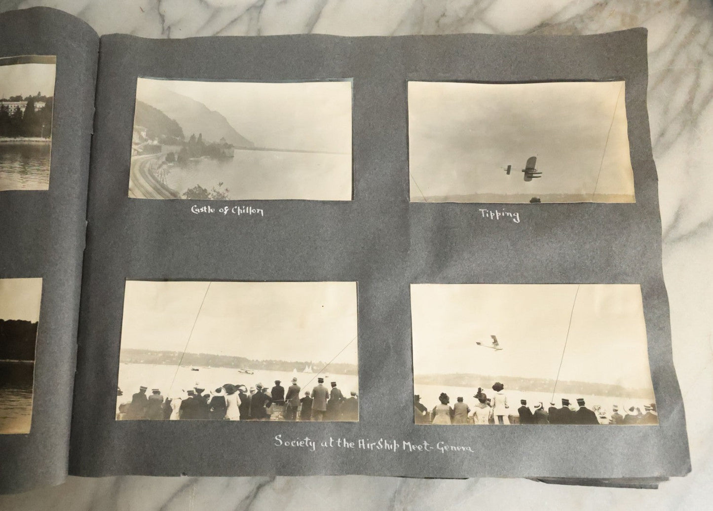 Lot 055 - Antique Snapshot Photo Album, Titled "Seeing Europe By Automobile, 1912" Well-Documented Album Containing 175+ Photographs Including Transatlantic Ocean Trip And Tour Of Europe With Dozens Of Handwritten Captions, Note Cover Detached